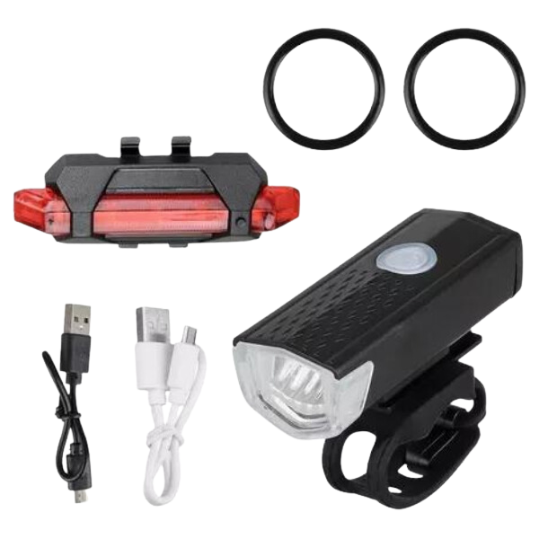 Kit Bike Farol Frontal + Traseiro Ultra Led Usb Recarregável